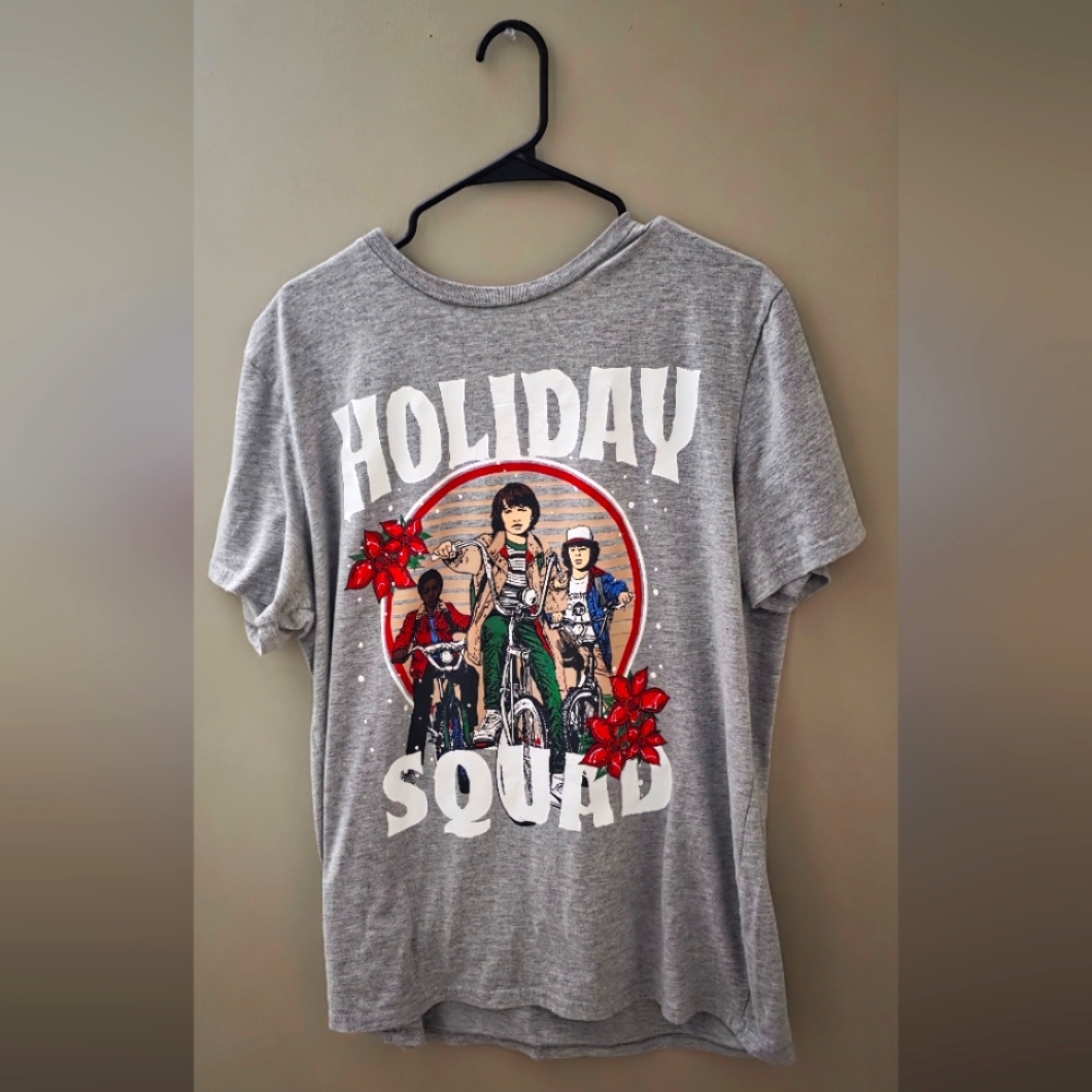 Netflix Stranger Things Gray Holiday Squad T-Shirt